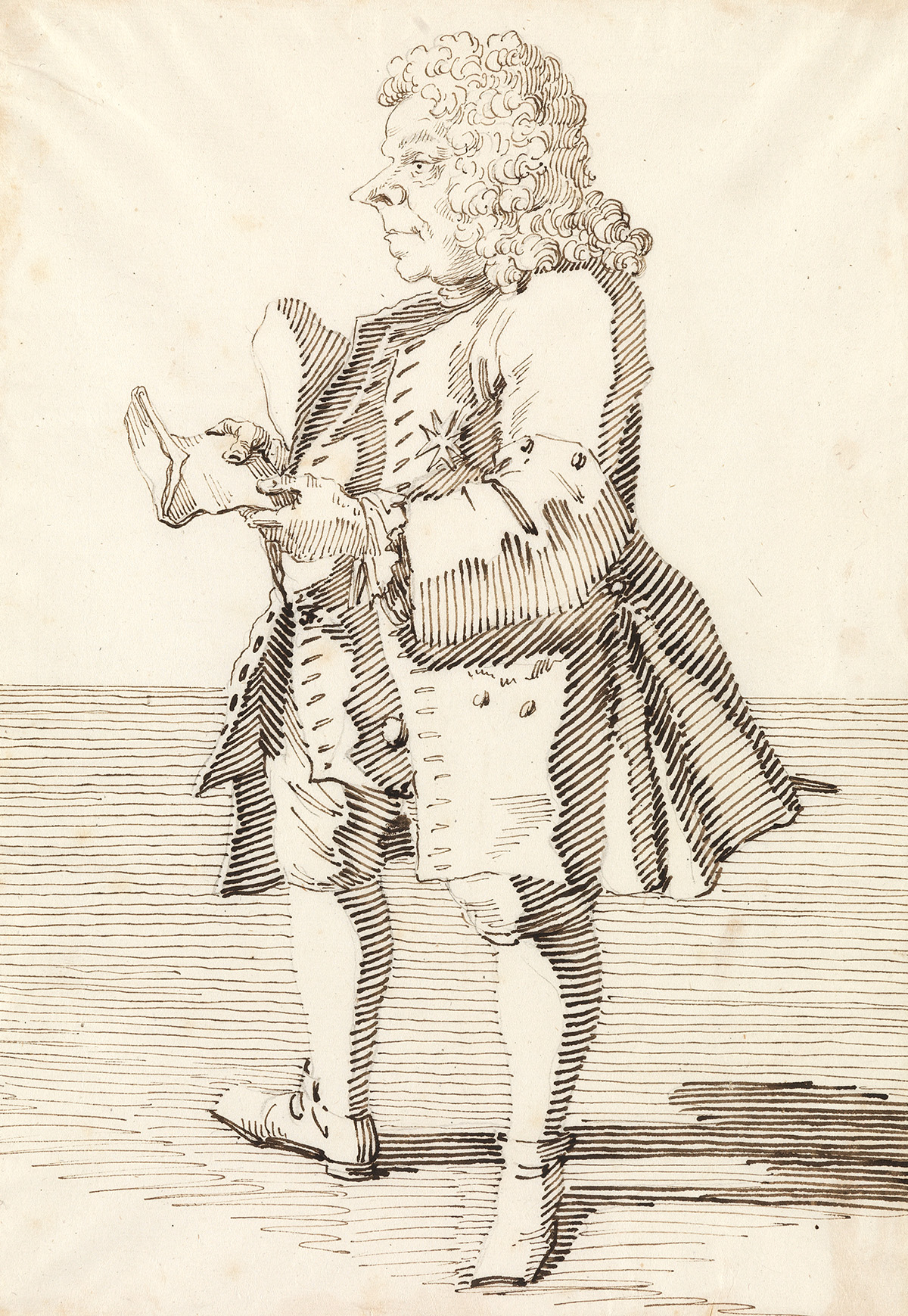 PIER LEONE GHEZZI (Rome 1674-1755 Rome) Chevalier Castellano.